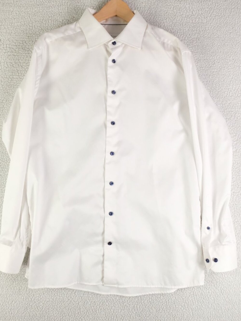 Men's White Dress Shirt with Contrast Buttons